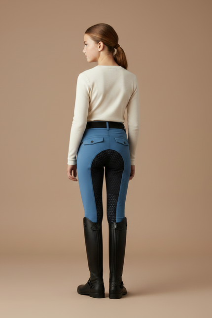Pantalon Équitation Bleu Femme Taille Haute Slim Zippé - Polyester - vue 2