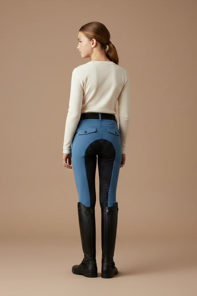 Pantalon Équitation Bleu Femme Taille Haute Slim Zippé - Polyester - vue 2