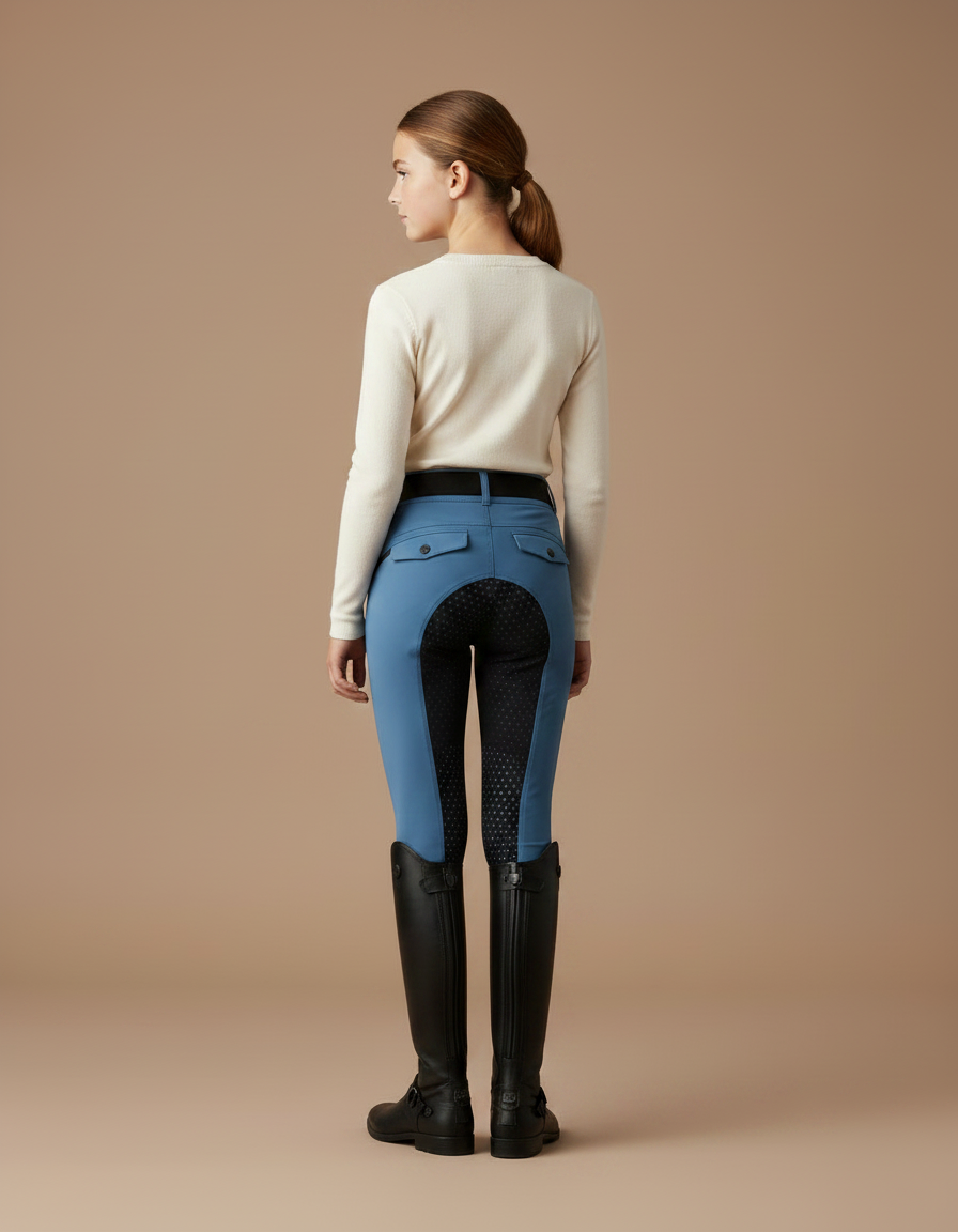 Pantalon Équitation Bleu Femme Taille Haute Slim Zippé - Polyester - vue 2