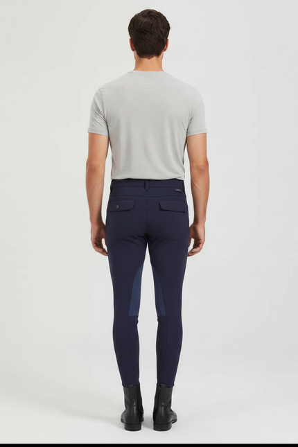 Pantalon Équitation Marine Adhérent Stretch Homme - Polyester - vue 2