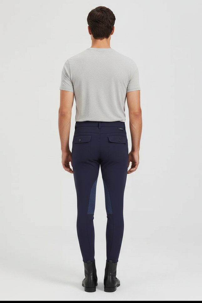 Pantalon Équitation Marine Adhérent Stretch Homme - Polyester - vue 2