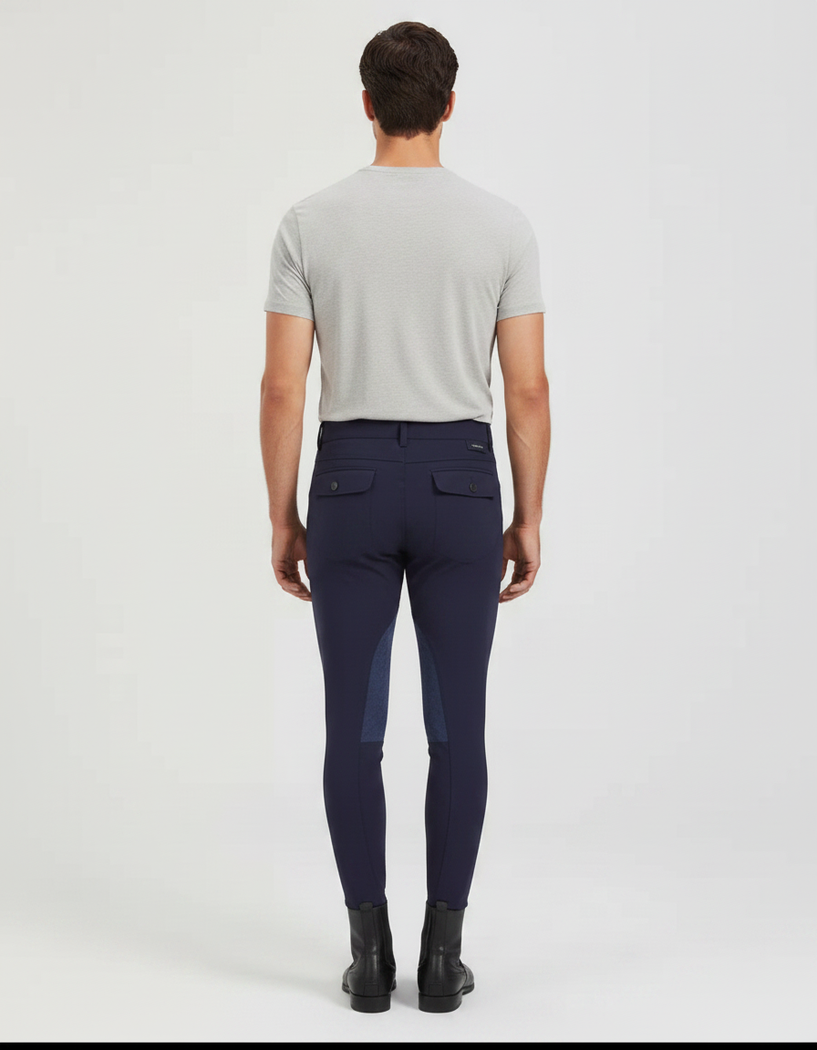 Pantalon Équitation Marine Adhérent Stretch Homme - Polyester - vue 2