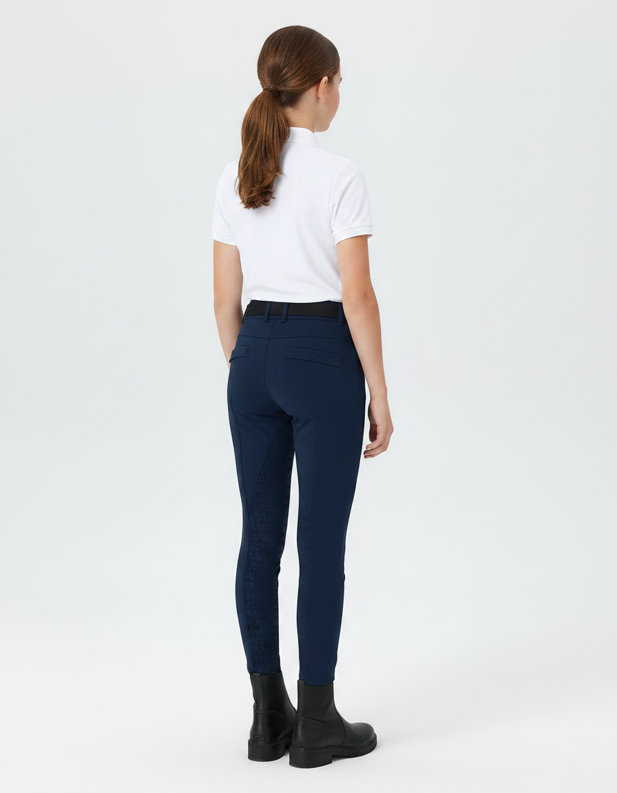 Pantalon Équitation Marine Enfant Ajusté Silicone - Polyester - vue 2