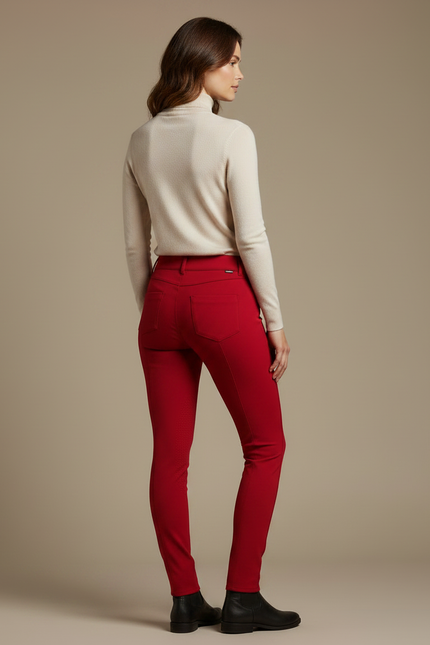 Pantalon Équitation Rouge Femme Ajusté Stretch Élégant - Polyester - vue 2
