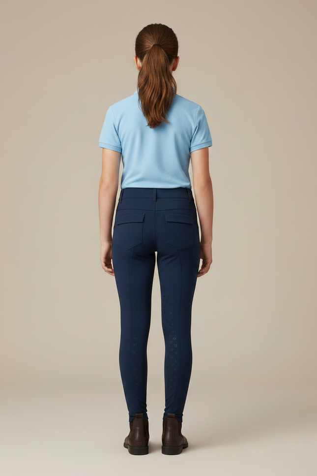 Pantalon Équitation Marine Enfant Ajusté Silicone Élégant - Polyester - vue 2