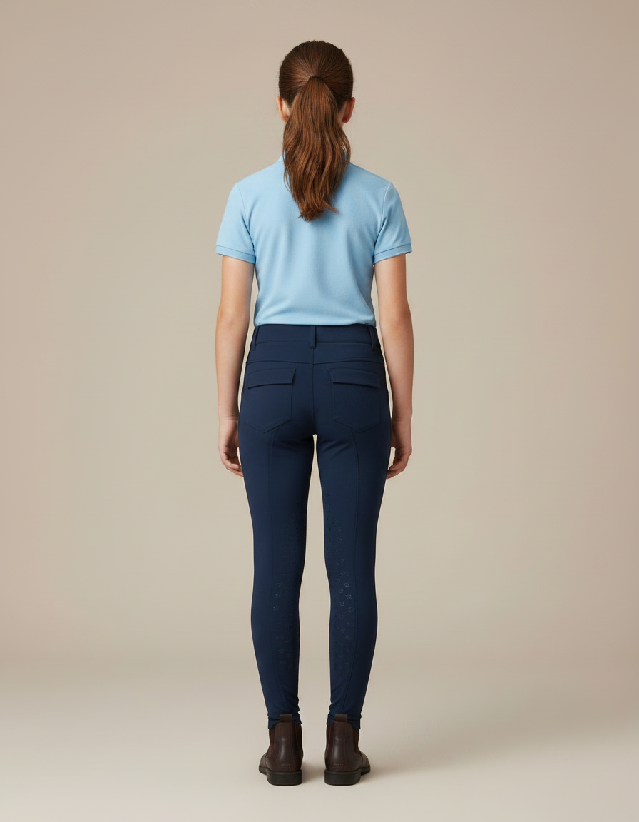 Pantalon Équitation Marine Enfant Ajusté Silicone Élégant - Polyester - vue 2