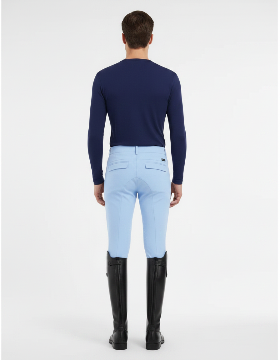 Pantalon Équitation Bleu Ciel Adhérent Homme Silicone Stretch - Polyester - vue 2