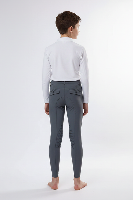 Pantalon Équitation Enfant Gris Silicone Ajusté Confortable - Polyester - vue 2