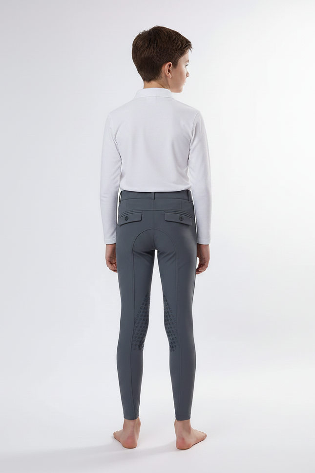 Pantalon Équitation Enfant Gris Silicone Ajusté Confortable - Polyester - vue 2
