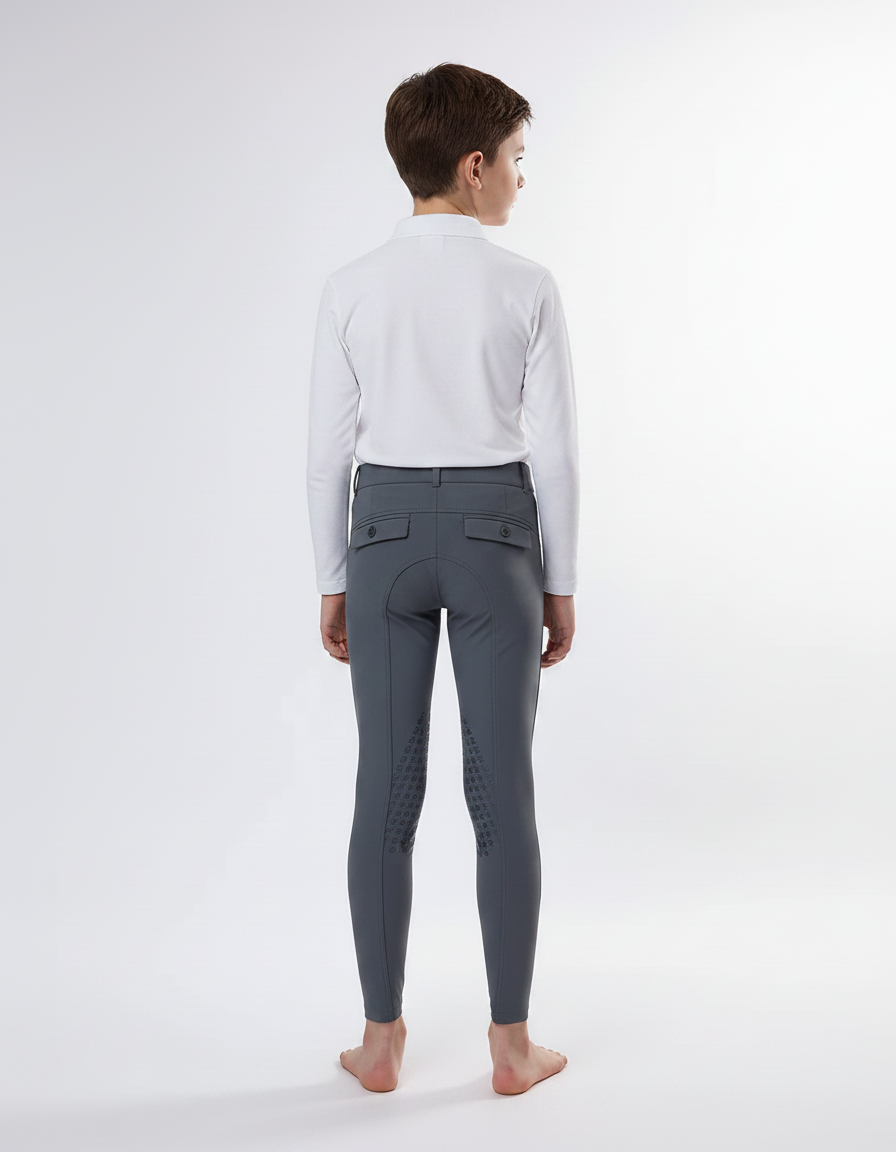 Pantalon Équitation Enfant Gris Silicone Ajusté Confortable - Polyester - vue 2