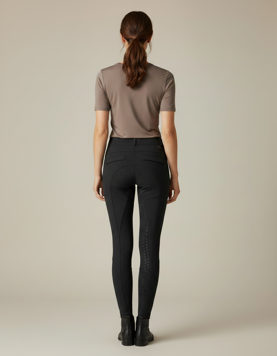 Pantalon Équitation Noir Femme Ajusté Silicone Poches - Polyester - vue 2