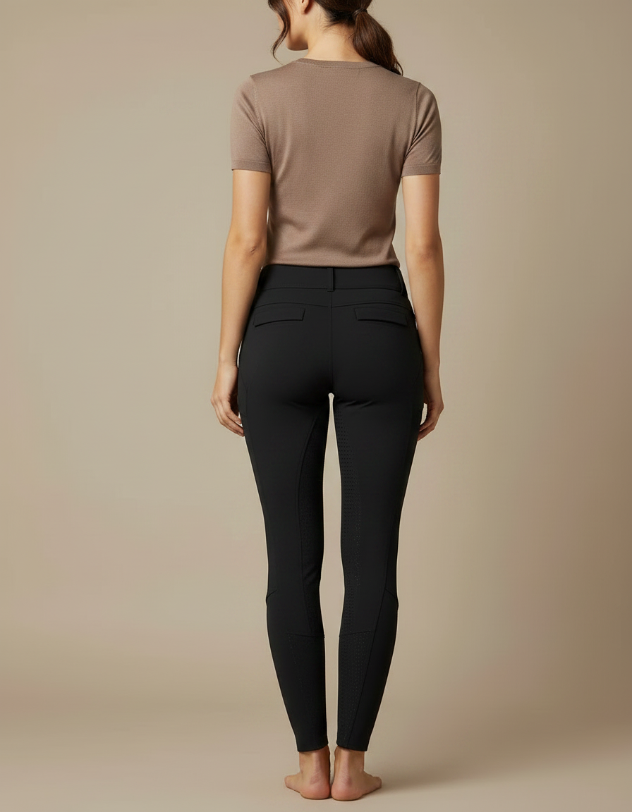 Pantalon Équitation Noir Femme Silicone Ajusté Élégant - Polyester - vue 2