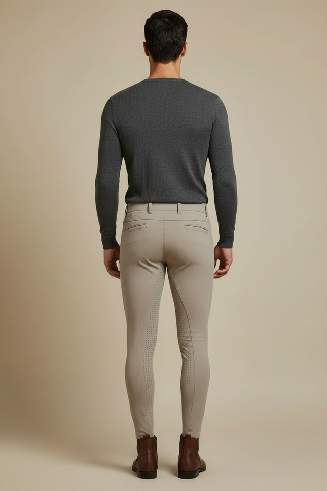Pantalon Équitation Homme Beige Silicone Stretch Confortable - Polyester - vue 2