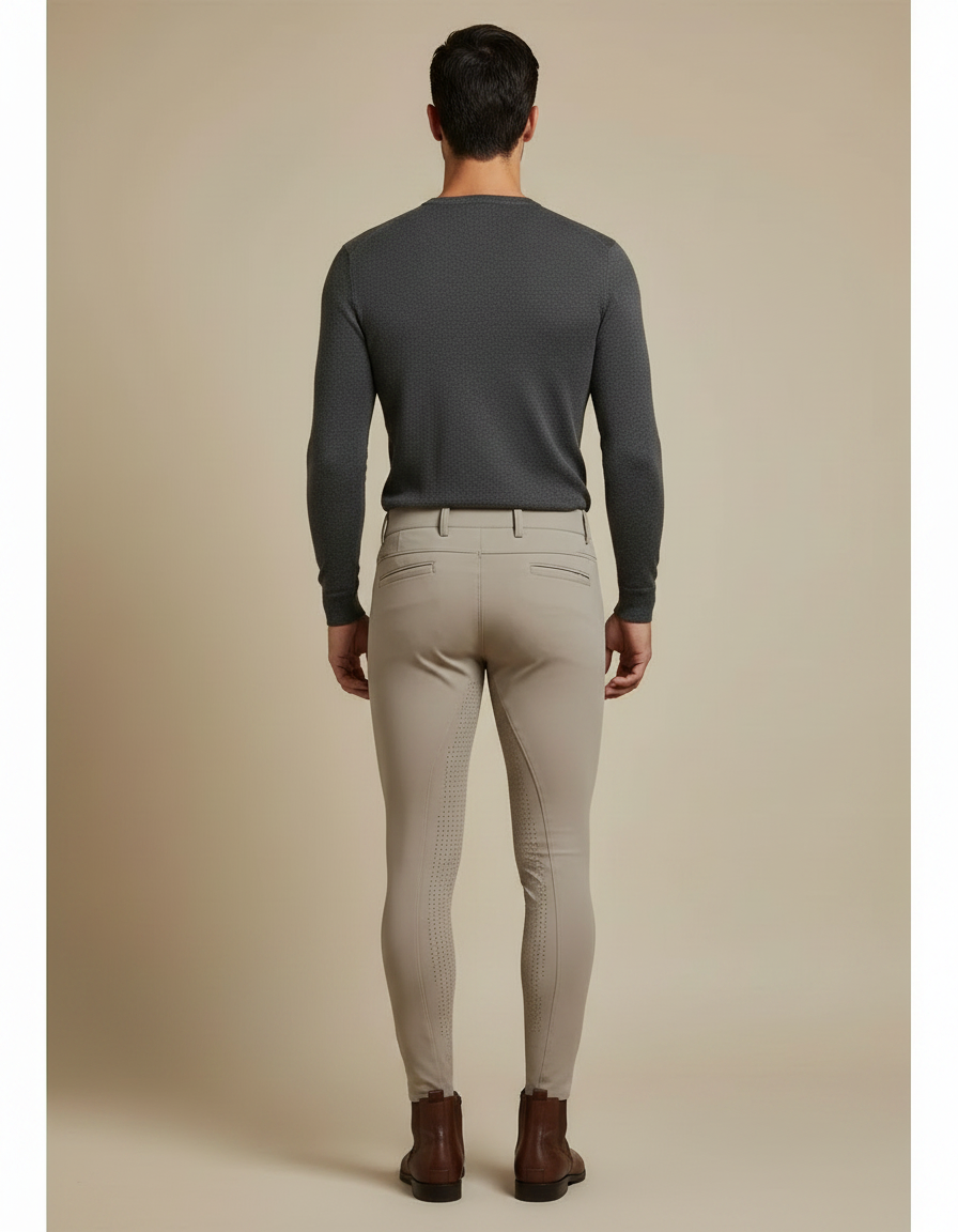 Pantalon Équitation Homme Beige Silicone Stretch Confortable - Polyester - vue 2