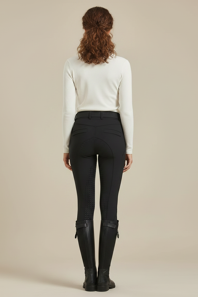 Pantalon Équitation Femme Noir Slim Hiver - Polyester - vue 2