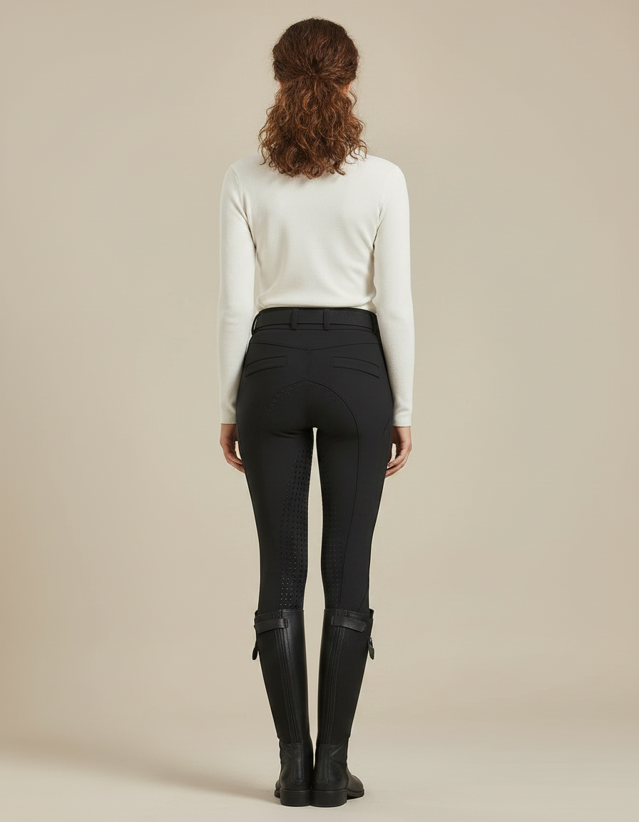 Pantalon Équitation Femme Noir Slim Hiver - Polyester - vue 2