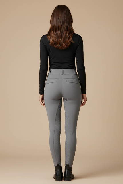 Pantalon Équitation Gris Femme Adhérent Silicone Confortable - Polyester - vue 2