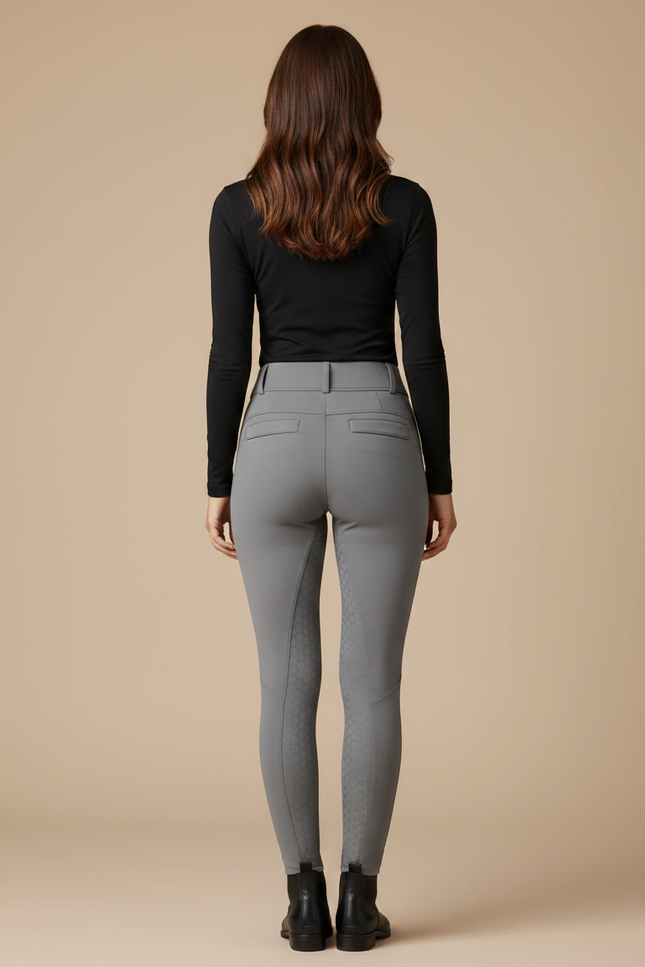 Pantalon Équitation Gris Femme Adhérent Silicone Confortable - Polyester - vue 2