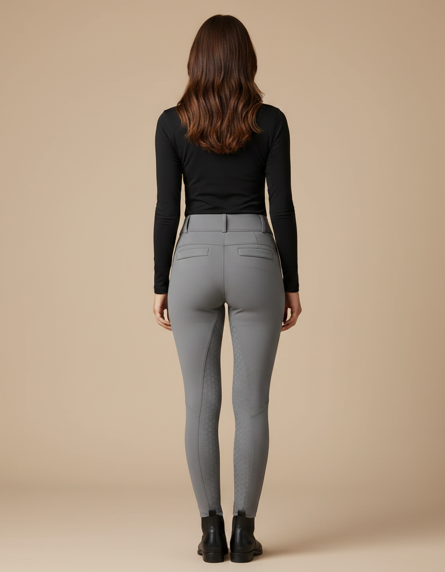 Pantalon Équitation Gris Femme Adhérent Silicone Confortable - Polyester - vue 2