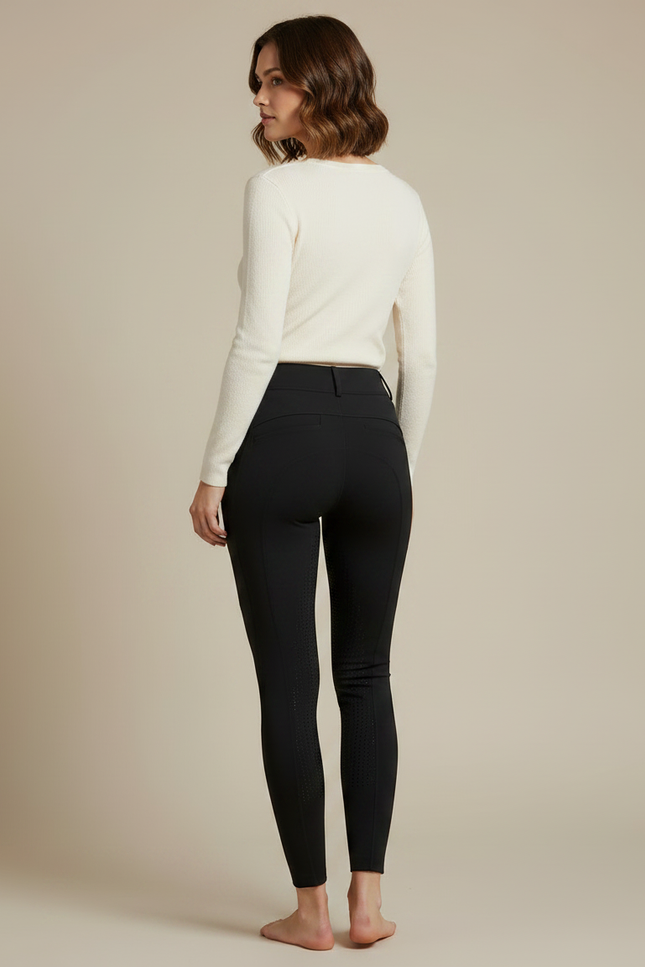 Pantalon Équitation Noir Adulte Silicone Poches Latérales - Polyester - vue 2