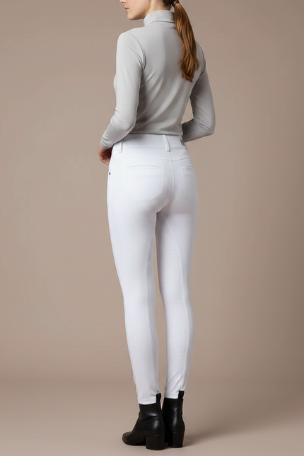 Pantalon Équitation Blanc Femme Silicone Full-Grip Élégant - Polyester - vue 2