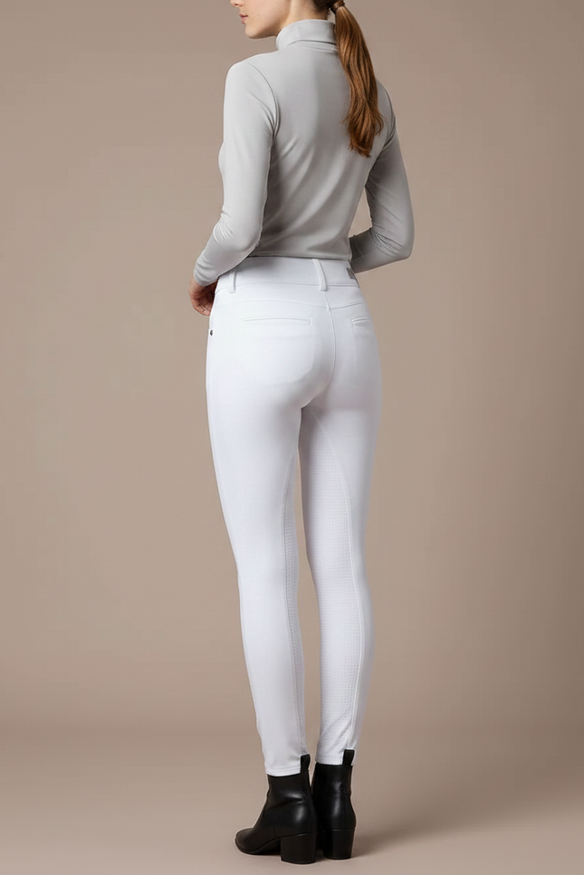 Pantalon Équitation Blanc Femme Silicone Full-Grip Élégant - Polyester - vue 2