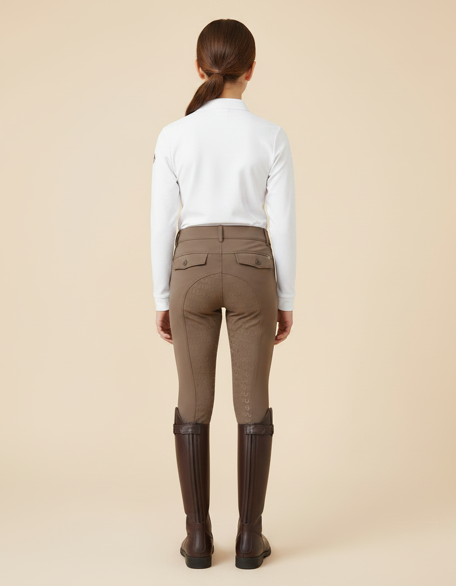 Pantalon Équitation Marron Enfant Silicone Ajusté - Polyester - vue 2