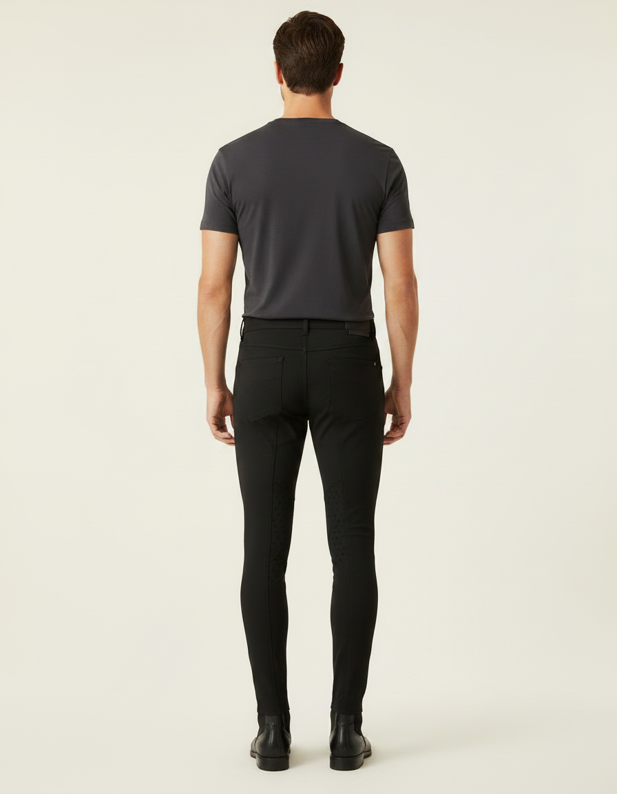 Pantalon Équitation Noir Homme Adhérent Respirant Ajusté - Polyester - vue 2