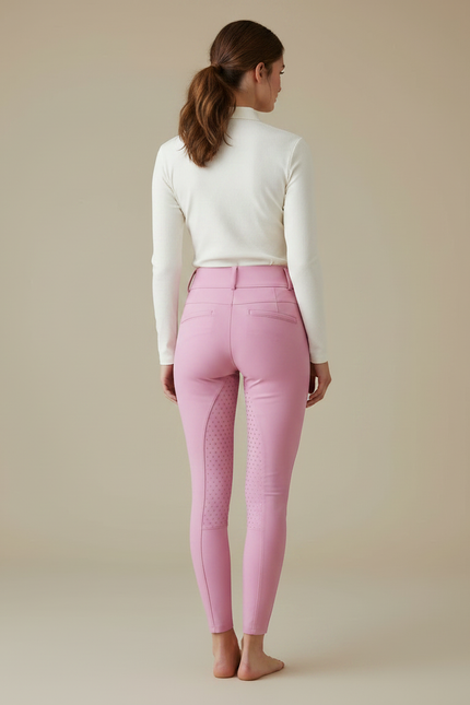 Pantalon Équitation Rose Femme Taille Haute Silicone Slim - Polyester - vue 2