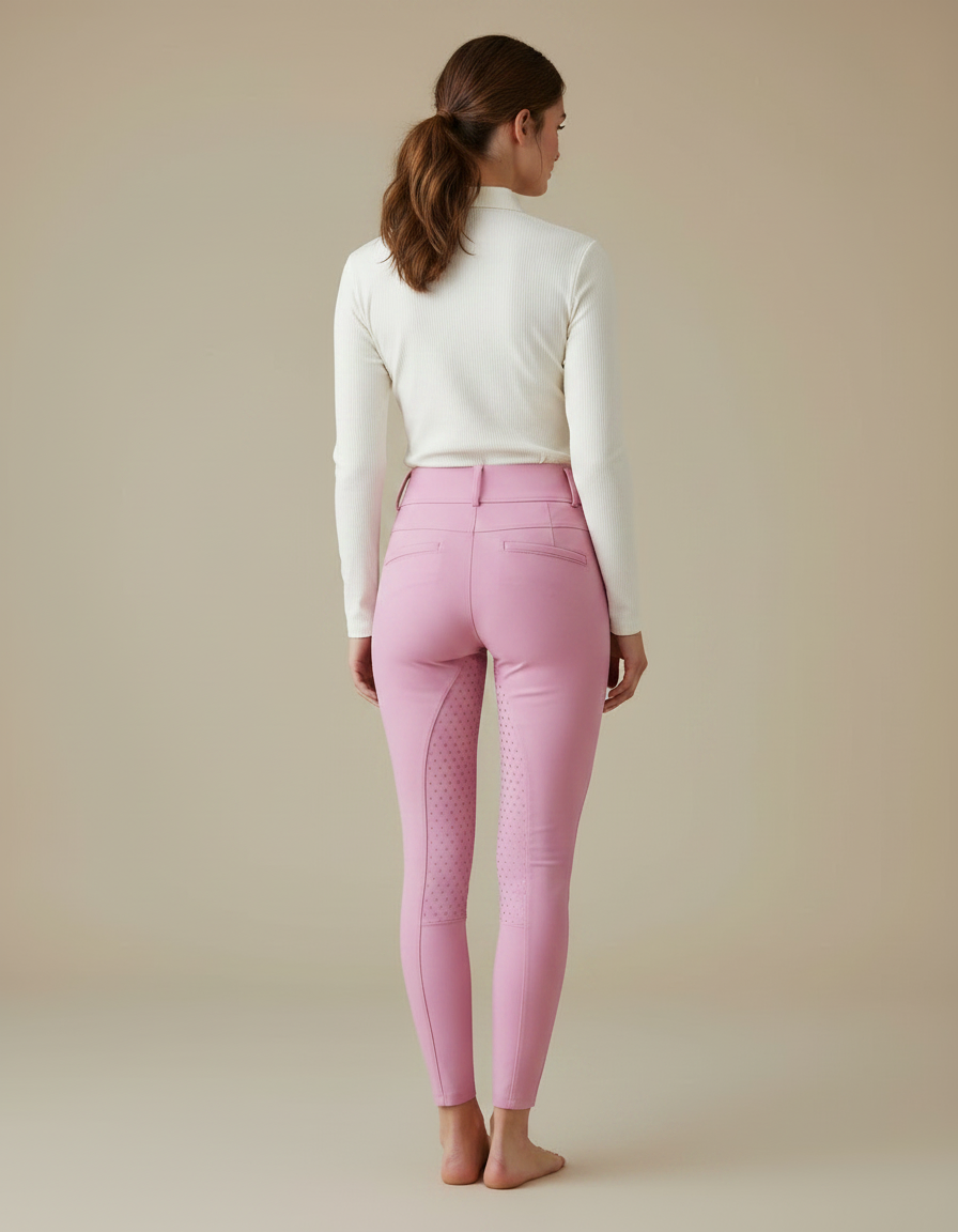 Pantalon Équitation Rose Femme Taille Haute Silicone Slim - Polyester - vue 2