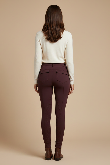 Pantalon Équitation Bordeaux Silicone Ajusté Stretch Femme - Polyester - vue 2