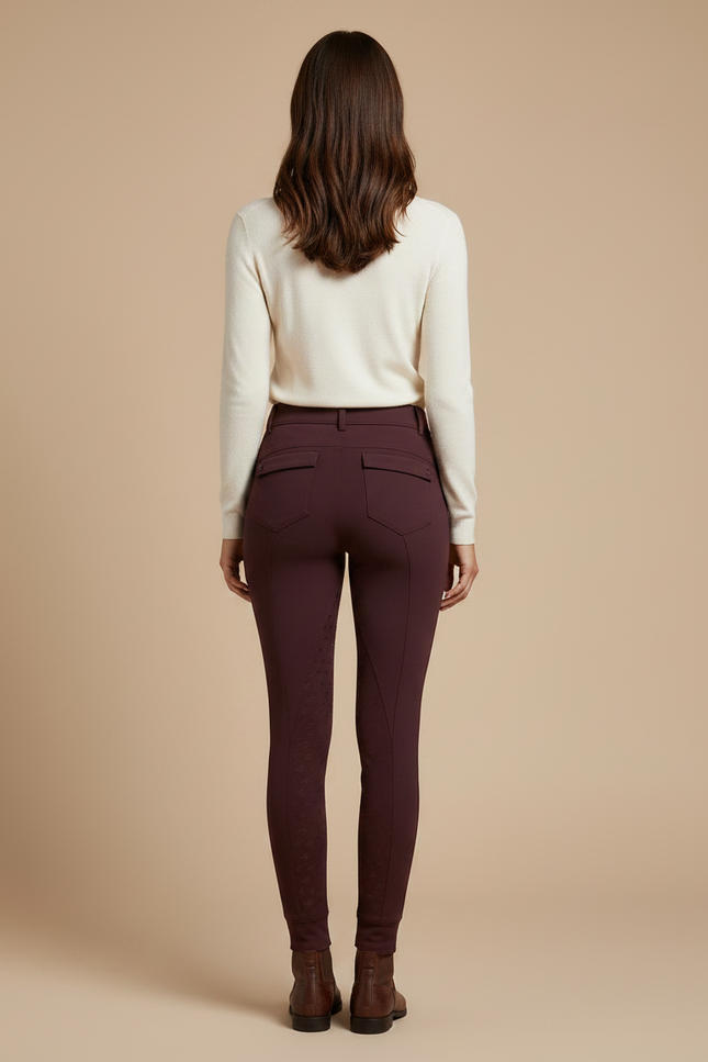 Pantalon Équitation Bordeaux Silicone Ajusté Stretch Femme - Polyester - vue 2