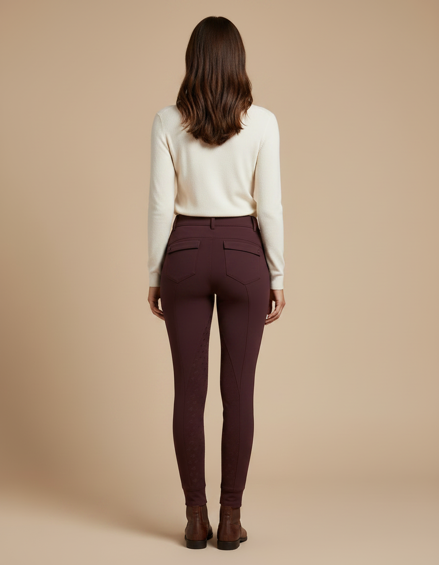 Pantalon Équitation Bordeaux Silicone Ajusté Stretch Femme - Polyester - vue 2