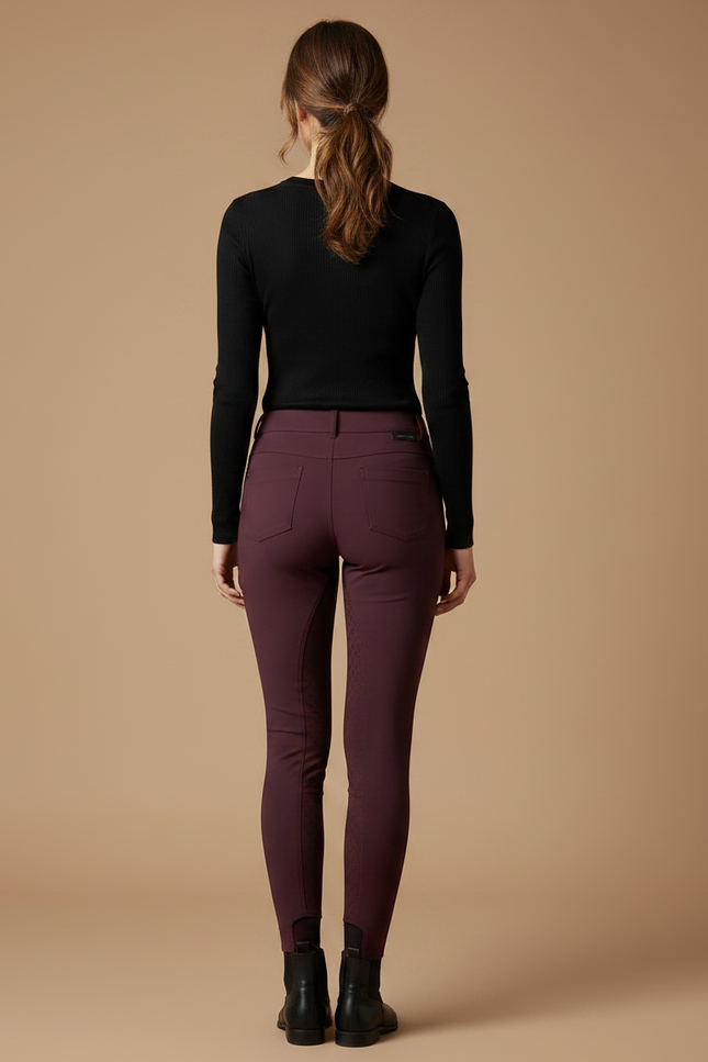 Pantalon Équitation Bordeaux Femme Ajusté Confortable Silicone - Polyester - vue 2