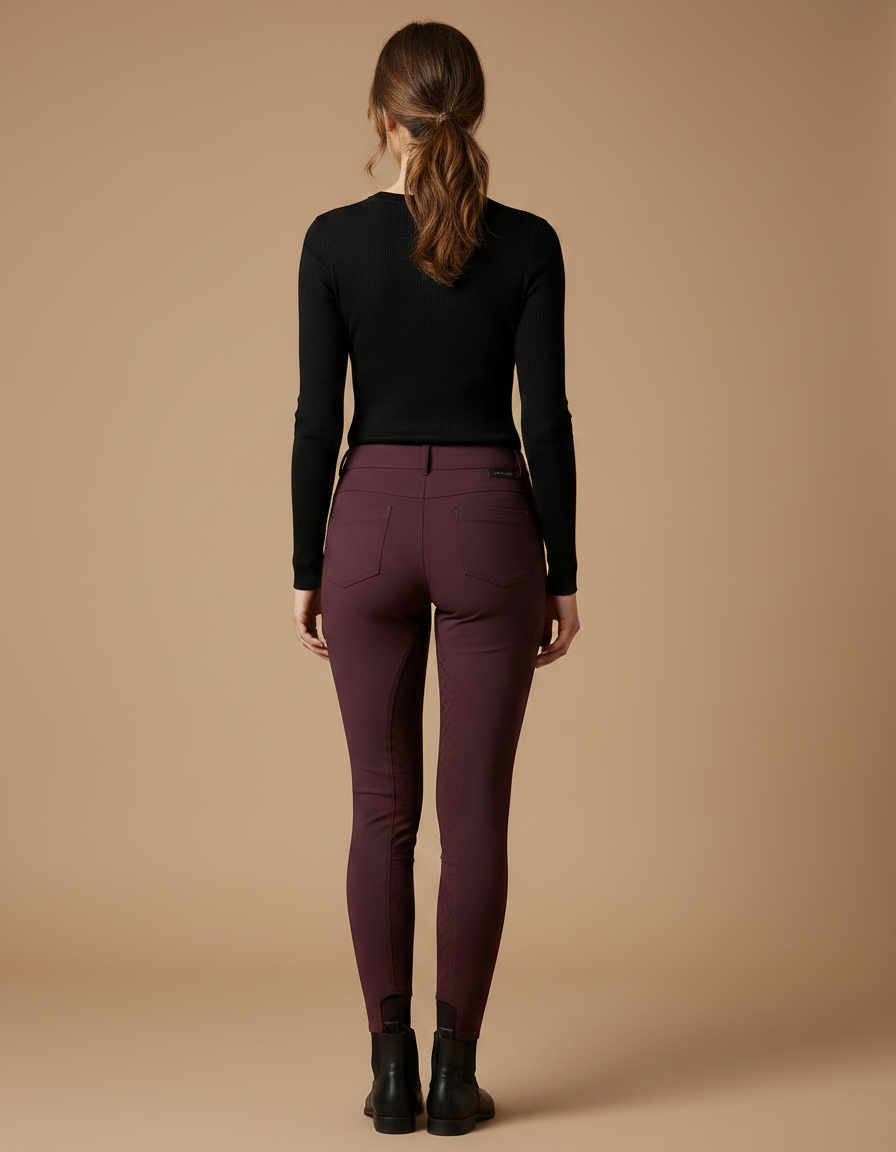 Pantalon Équitation Bordeaux Femme Ajusté Confortable Silicone - Polyester - vue 2