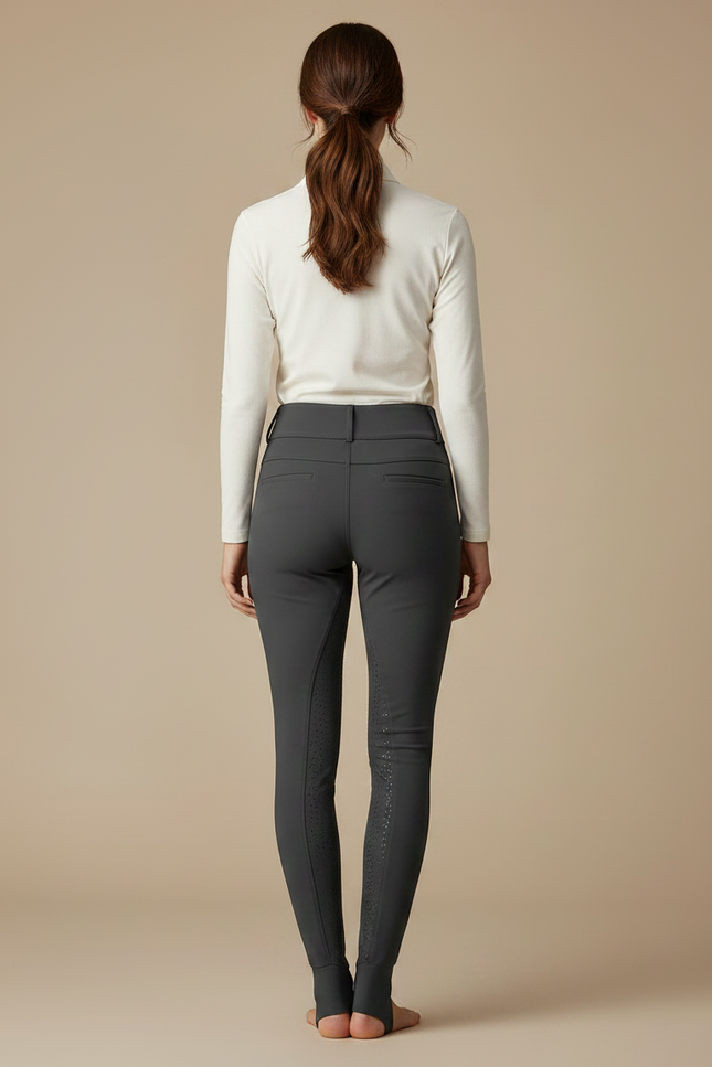 Pantalon Équitation Gris Femme Silicone Ajusté Confortable - Polyester - vue 2