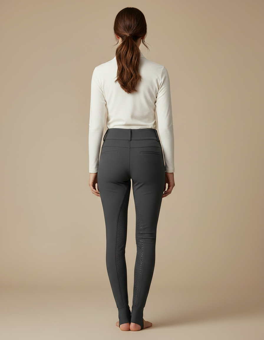 Pantalon Équitation Gris Femme Silicone Ajusté Confortable - Polyester - vue 2