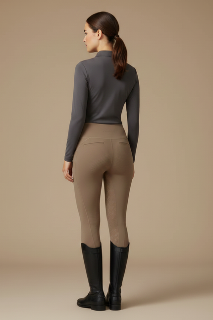 Pantalon Équitation Beige Femme Silicone Grip Ajusté - Polyester - vue 2