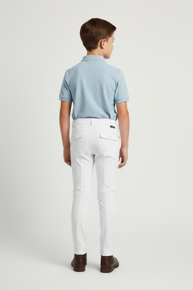 Pantalon Équitation Blanc Garçon Silicone Poches Vertes - Polyester - vue 2