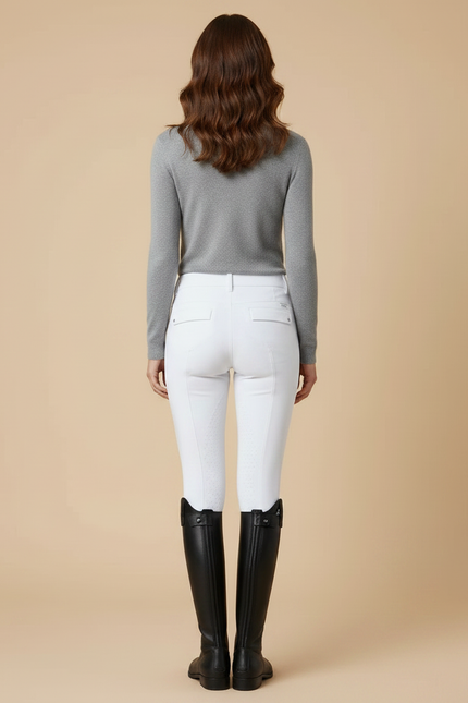 Pantalon Équitation Blanc Silicone Ajusté Confortable - Polyester - vue 2