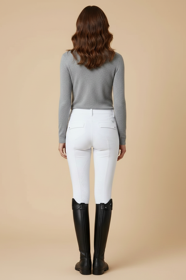 Pantalon Équitation Blanc Silicone Ajusté Confortable - Polyester - vue 2