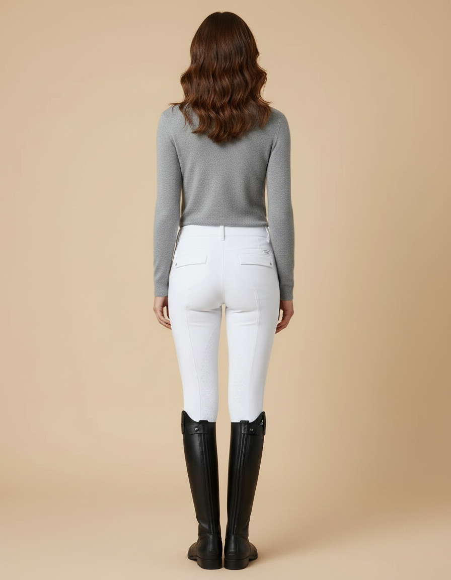 Pantalon Équitation Blanc Silicone Ajusté Confortable - Polyester - vue 2