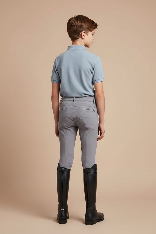Pantalon Équitation Garçon Gris Poches Vertes Silicone - Polyester - vue 2