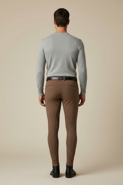 Pantalon Équitation Marron Silicone Stretch Homme - Polyester - vue 2