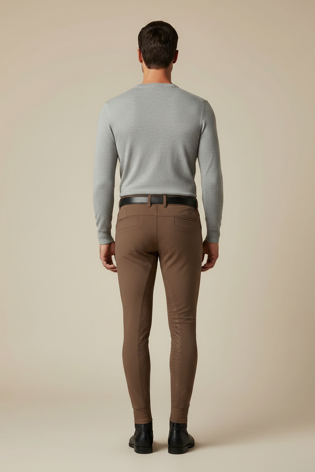 Pantalon Équitation Marron Silicone Stretch Homme - Polyester - vue 2