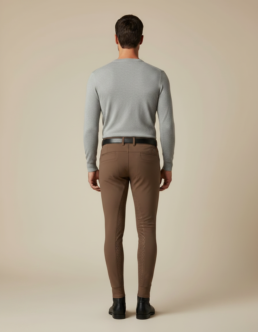 Pantalon Équitation Marron Silicone Stretch Homme - Polyester - vue 2