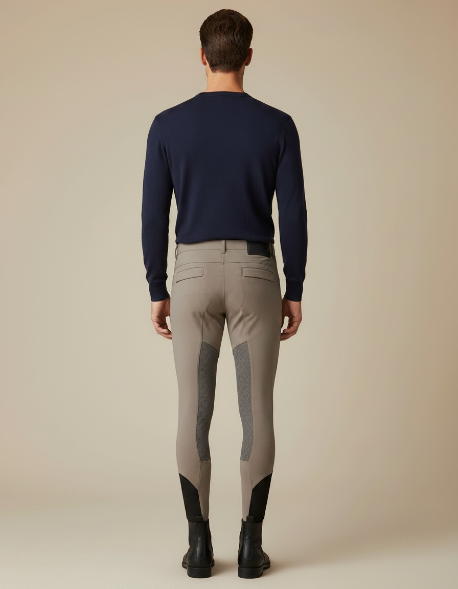 Pantalon Équitation Beige Homme Adhérent Silicone Confortable - Polyester - vue 2