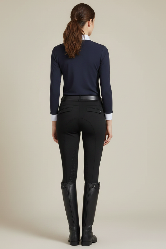 Pantalon Équitation Noir Silicone Ajusté Confortable Femme - Polyester - vue 2