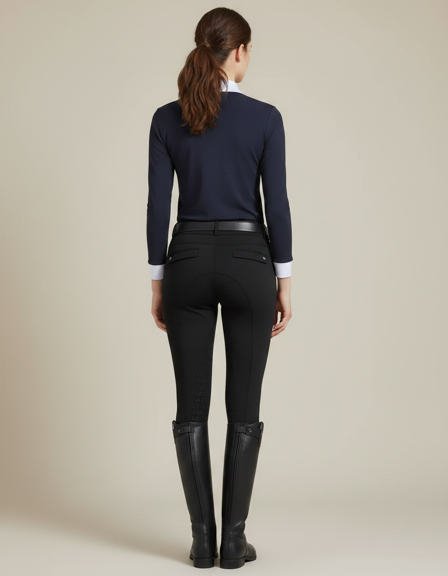 Pantalon Équitation Noir Silicone Ajusté Confortable Femme - Polyester - vue 2