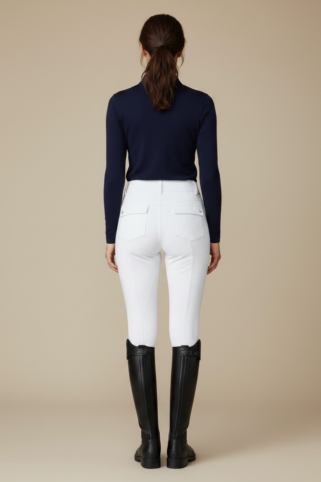 Pantalon Équitation Blanc Femme Ajusté Confortable Élastique - Polyester - vue 2